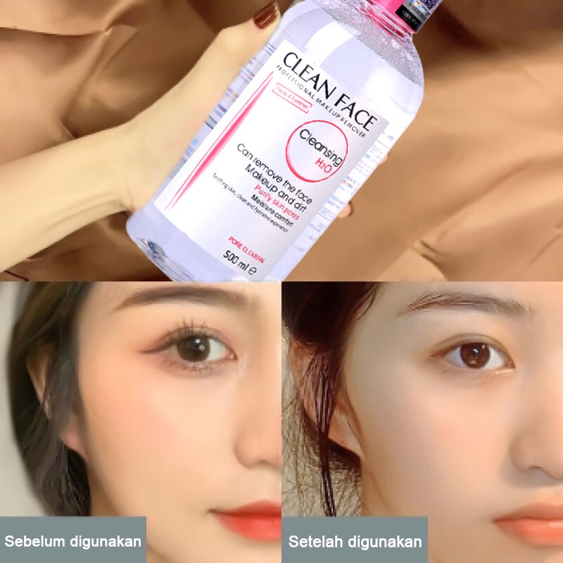 remove water Remove makeup Make Up Remover Micellar Cleansing 500ml Skincare Pembersih Wajah Makeup Remover Kulit Sensitif BPOM Halal Make up Remover Glow