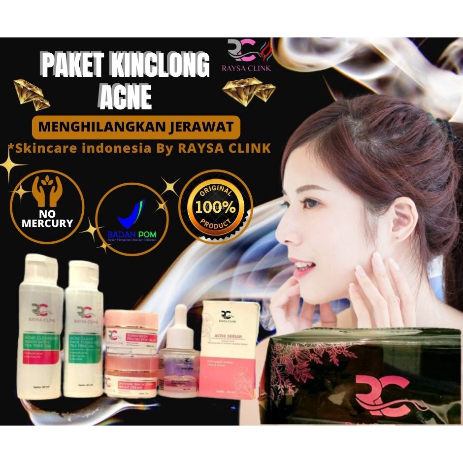 paket skincare glowing acne flek pemula raysa clink bpom