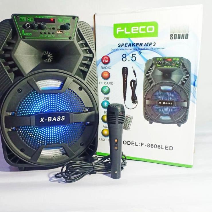 Oke Price.. COD SPEAKER KARAOKE BLOETOOTH FLECO F 8606 X BASS UK 8.5 INCH BONUS MIC KABEL+REMOTE/SAL