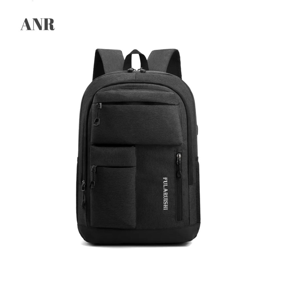RANSEL BACKPACK KERJA KANTOR KULIAH SEKOLAH SD SMP SMA KANVAS POLOS HITAM NAVY ABU KAPASITAS BESAR MUAT LAPTOP