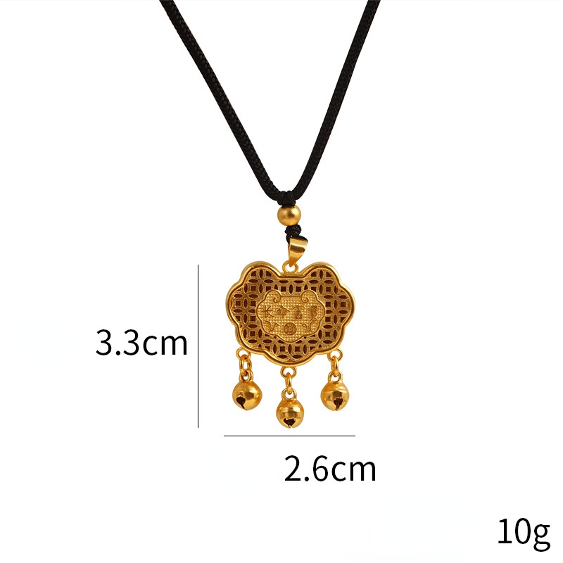 Goldkingdom Perhiasan Fashion Emas Asli Kadar 375Bangkok Aksesoris Ready Stock Angan-Angan Hati Lock Kalung Wanita Dengan Liontin Lonceng Kekanakan