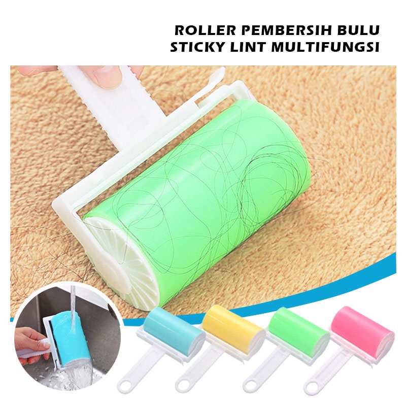 Sticky Lint Brush Roller - Alat Pembersih Debu Kotoran dan Bulu / Sikat Pengangkat Serat Di Pakaian / Washable Fur Remover / Sticky Brush Lem Glue Roll Bulu Hewan Peliharaan Anjing Kucing Nempel Di Baju Serbaguna