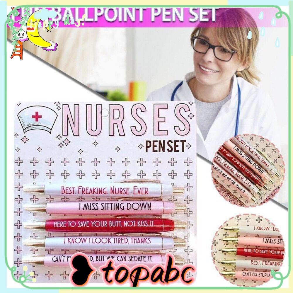 Top 5Pcs Pulpen Perawat Lucu Set Untuk Hadiah Dokter Perawat Hari Valentine Tinta Hitam