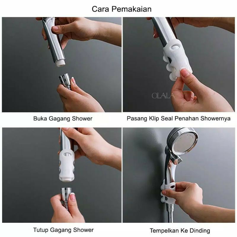 JT - Tempelan gantungan holder gagang shower selang kran air silicon / holder shower tempel silikon