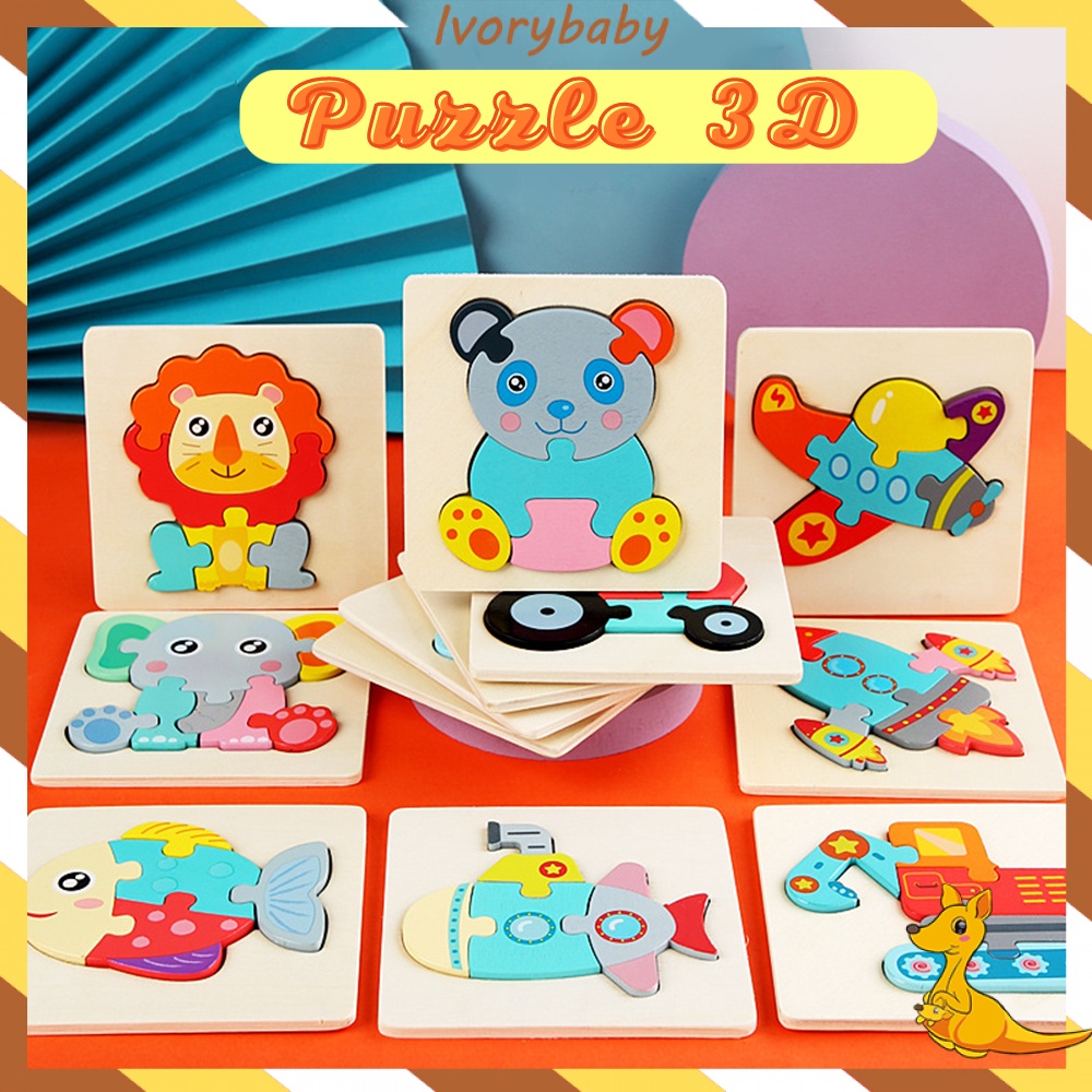 Ivorybaby Jigsaw puzzle kayu 3D Wooden toys Puzzel kayu mainan edukasi