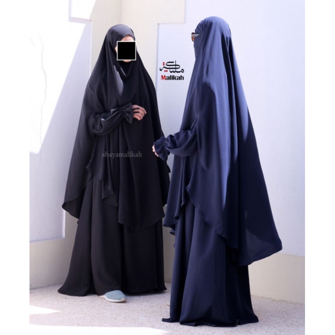 [Ready] Malikah_Marhamah Gamis Set French Khimar Arm Hole Bolong Tangan
