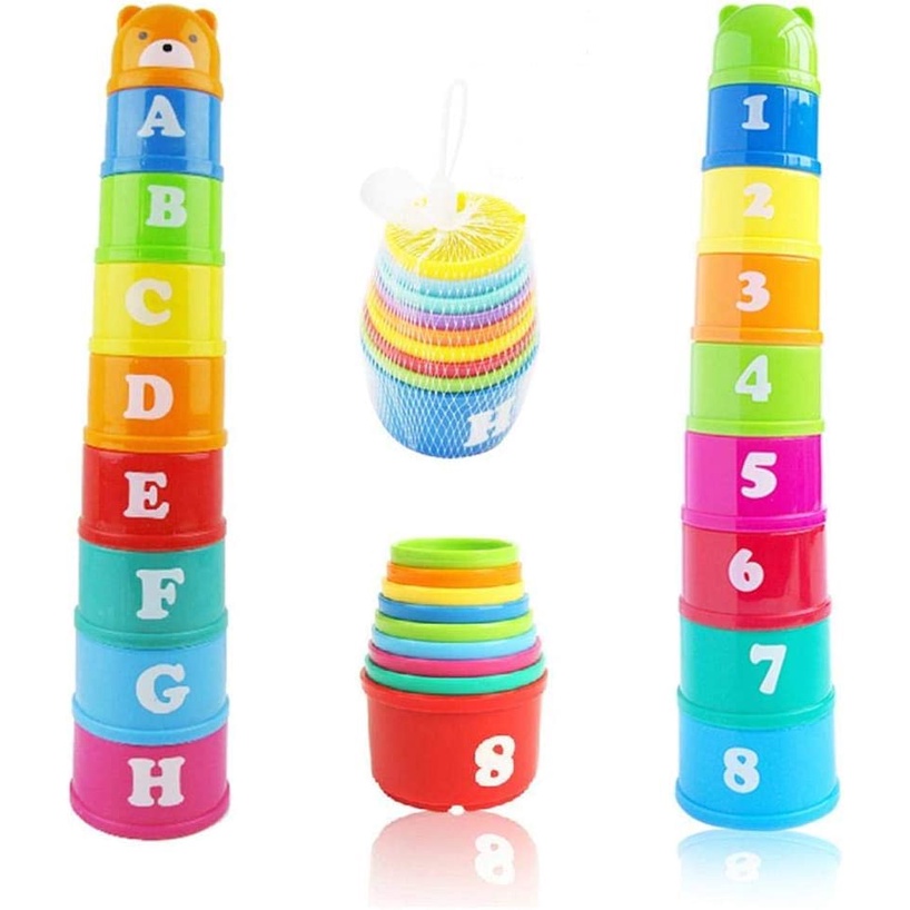 [YE6] Mainan Edukasi Anak Bayi STACKING CUP - Mainan Susun Cangkir Puzzle Tower Gelas Angka Huruf Warna