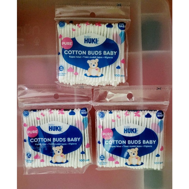 Cotton Buds Huki Baby / Cotton buds Bayi Isi 100 Pembersih Telinga Bayi / Small Tip Cotton Buds