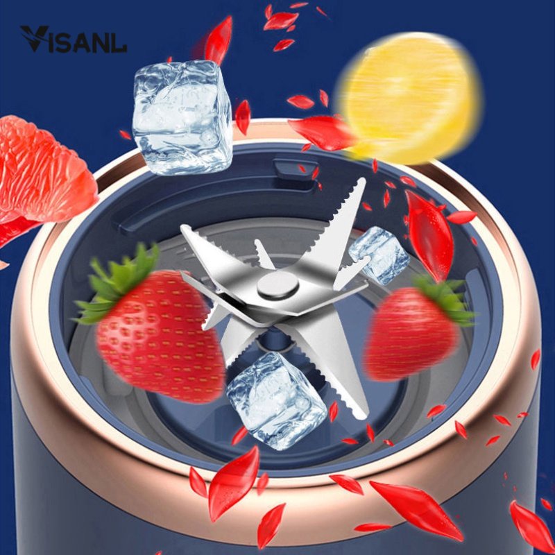 Blender Juicer Portable USB 300ML Juicer Multifungsi 6 Mata Pisau Kaca Menebal Cangkir Mini Mixer Ice Crusher