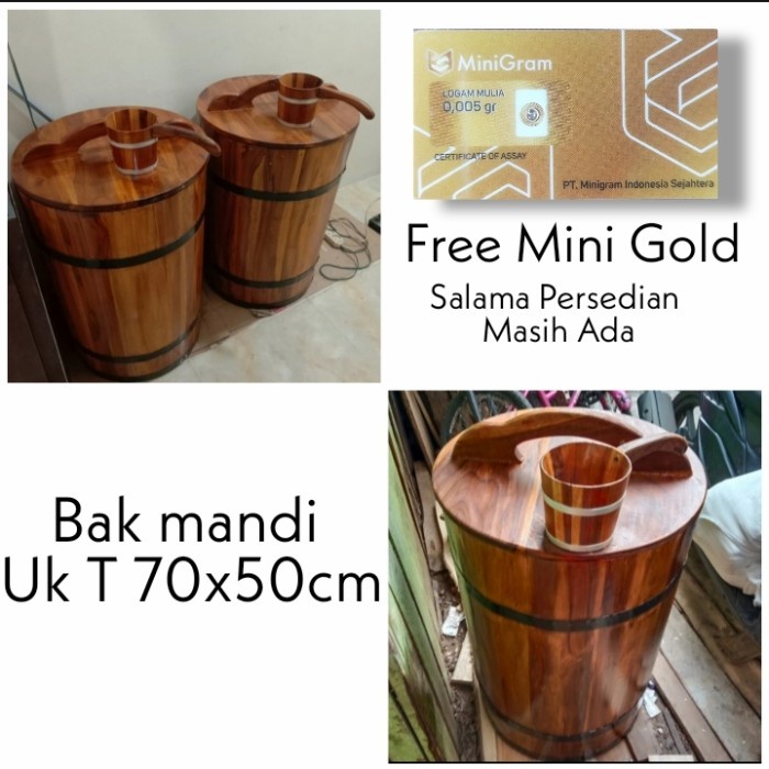 Bak Bak Mandi Free Tutup Dan Gayung T70 / Ember Kayu