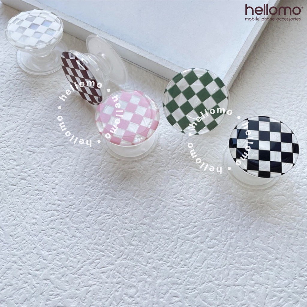 Griptok Transparan Socket Phone Holder Motif Kotak Stand Hp Universal