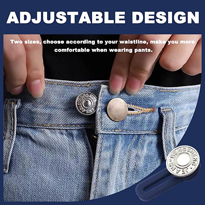 Ukuran Pinggang Tombol Yang Dapat Dilepas Aksesoris Tombol Logam Extender Untuk Celana Jeans Ditarik Pinggang Waistband Expander Retractable Metal Jeans Buttons