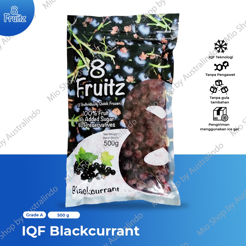 

8 Fruitz Frozen Blackcurrant Beku 500 Gr