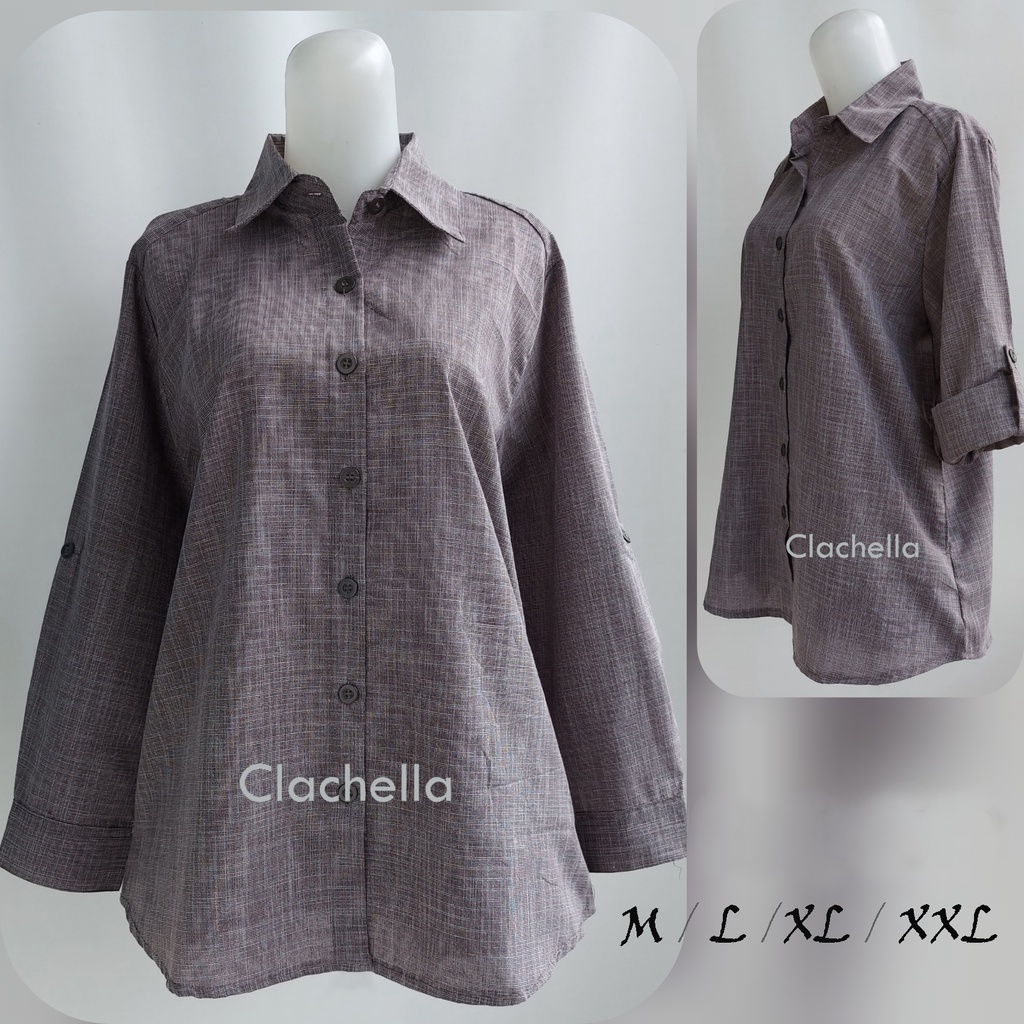 Clachella Kemeja Wanita Motif Abstrak, Baju Atasan Wanita B218553