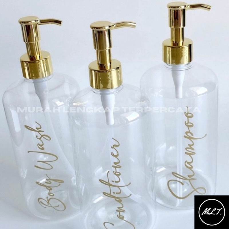 BOTOL BENING 24 PET 500ML GOLD LUXURY CLIP OIL PUMP LOCK AESTHETIC BOTTLE MINIMALIST REFILL ORGANIZER TEMPAT WADAH PEMBERSIH KOSMETIK PET PLASTIK WADAH PLASTIK 500ML 500 ML TUTUP PUMP POMPA GOLD BENING CUSTOME SOUVENIR REFILL REFIL