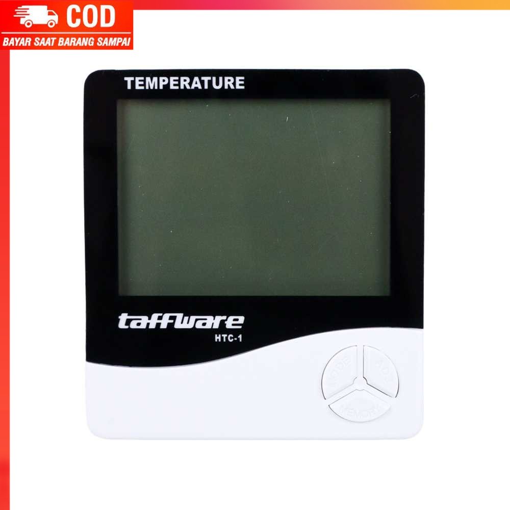 ( 100% BARANG ORI ) Taffware Digital Temperature Humidity Meter + Clock Calender - HTC-1
