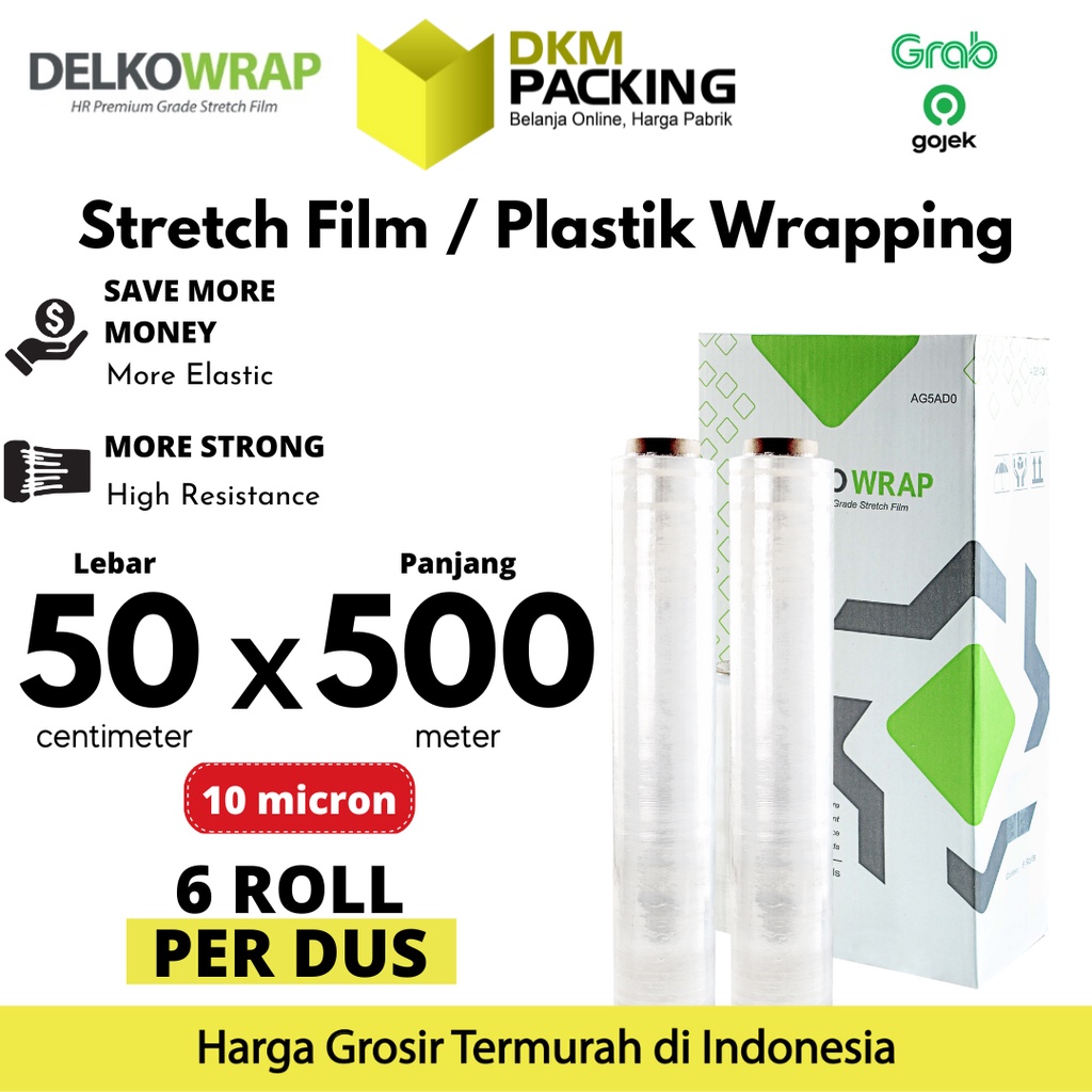 

Plastik Wraping Stretch Film 50cm x 500m BENING WRAPPING DELKOWRAP TEBAL OJOL / DUS