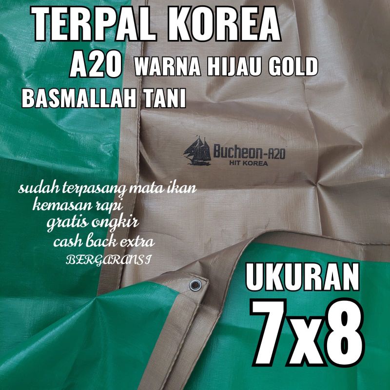 Terpal KOREA A20 Warna Hijau Gold ukuran 7x8 meter merk TRECK