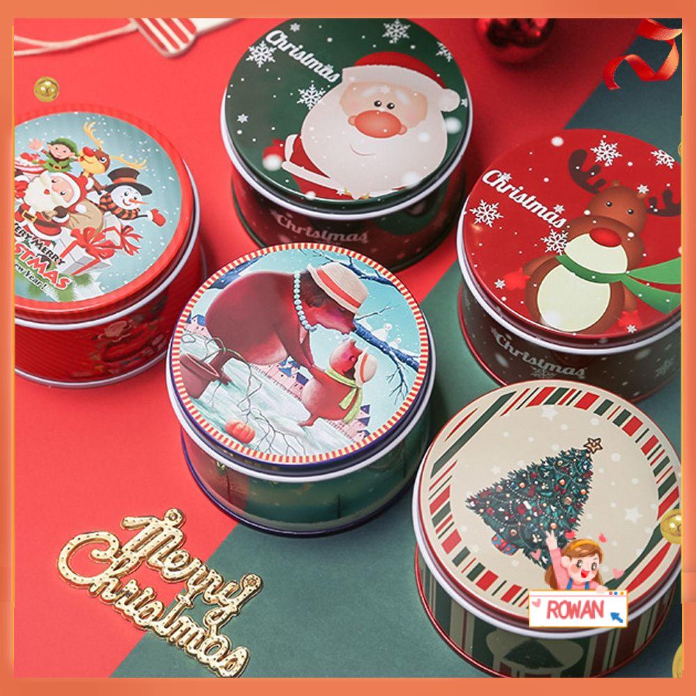 R-flower Christmas Tin Gift Box Xmas Candy Dengan Tutup Wadah Penyimpanan