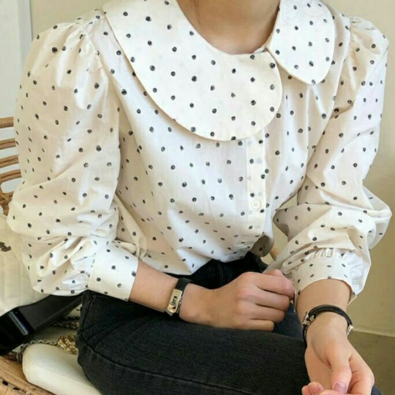9789 / blouse kerja wanita impor kemeja lengan panjang perempuan Korean style kekinian bluse bluse b