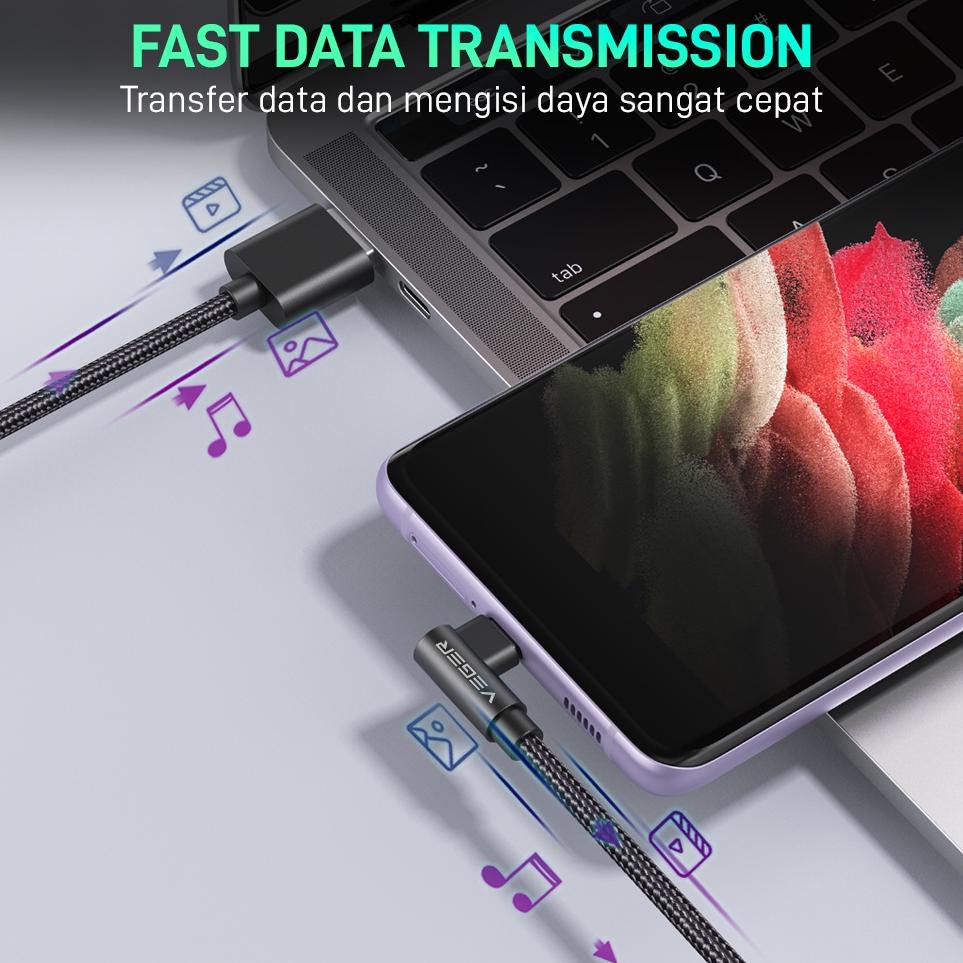 VEGER GC-2 Kabel Data Cable USB Type C Type-C 3.0 Quick Charge QC Fast charging 1 Meter & 2 Meter {B