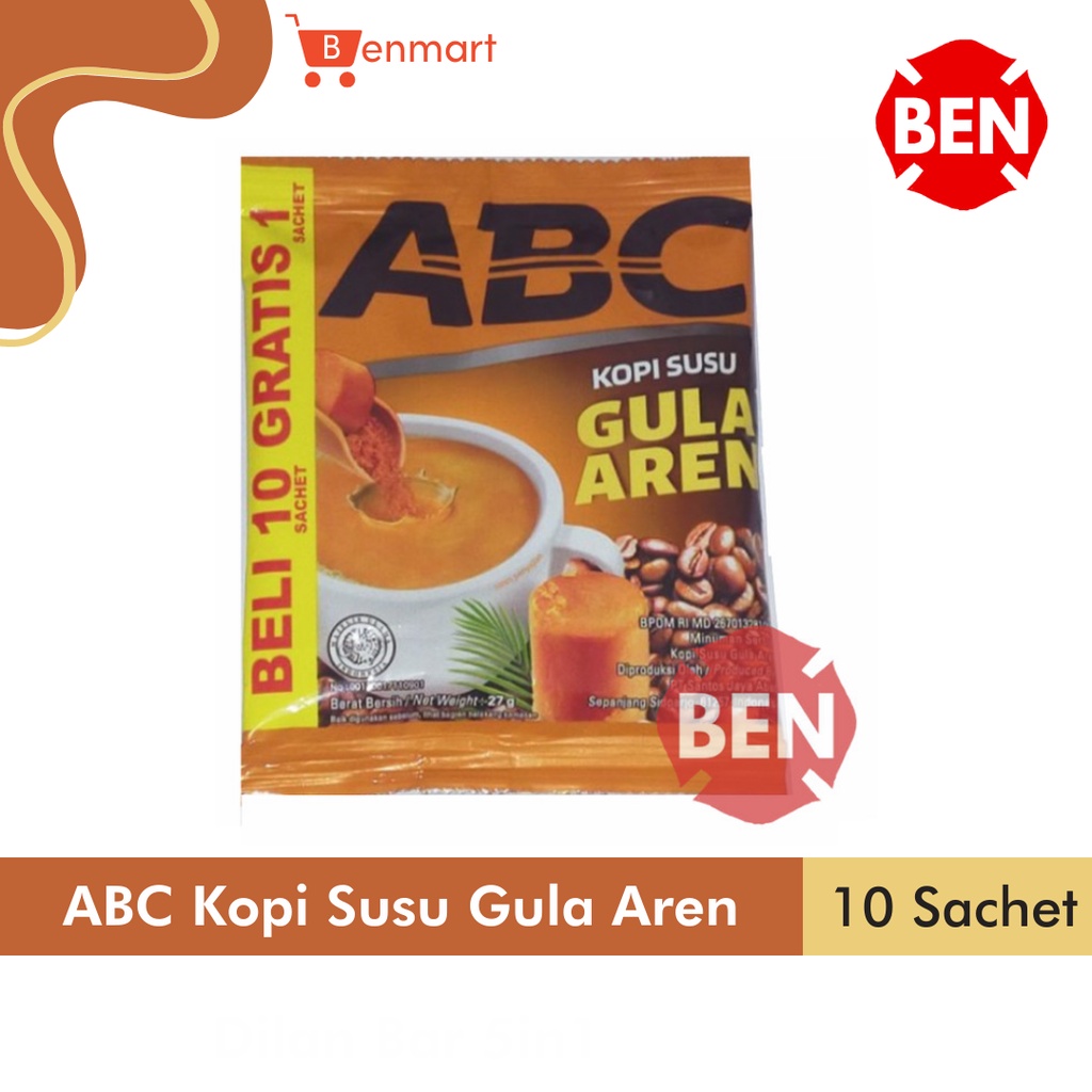 

ABC Kopi Susu Gula Aren 1 Renceng 10 Sachet Bungkus Kapal Api Coklat