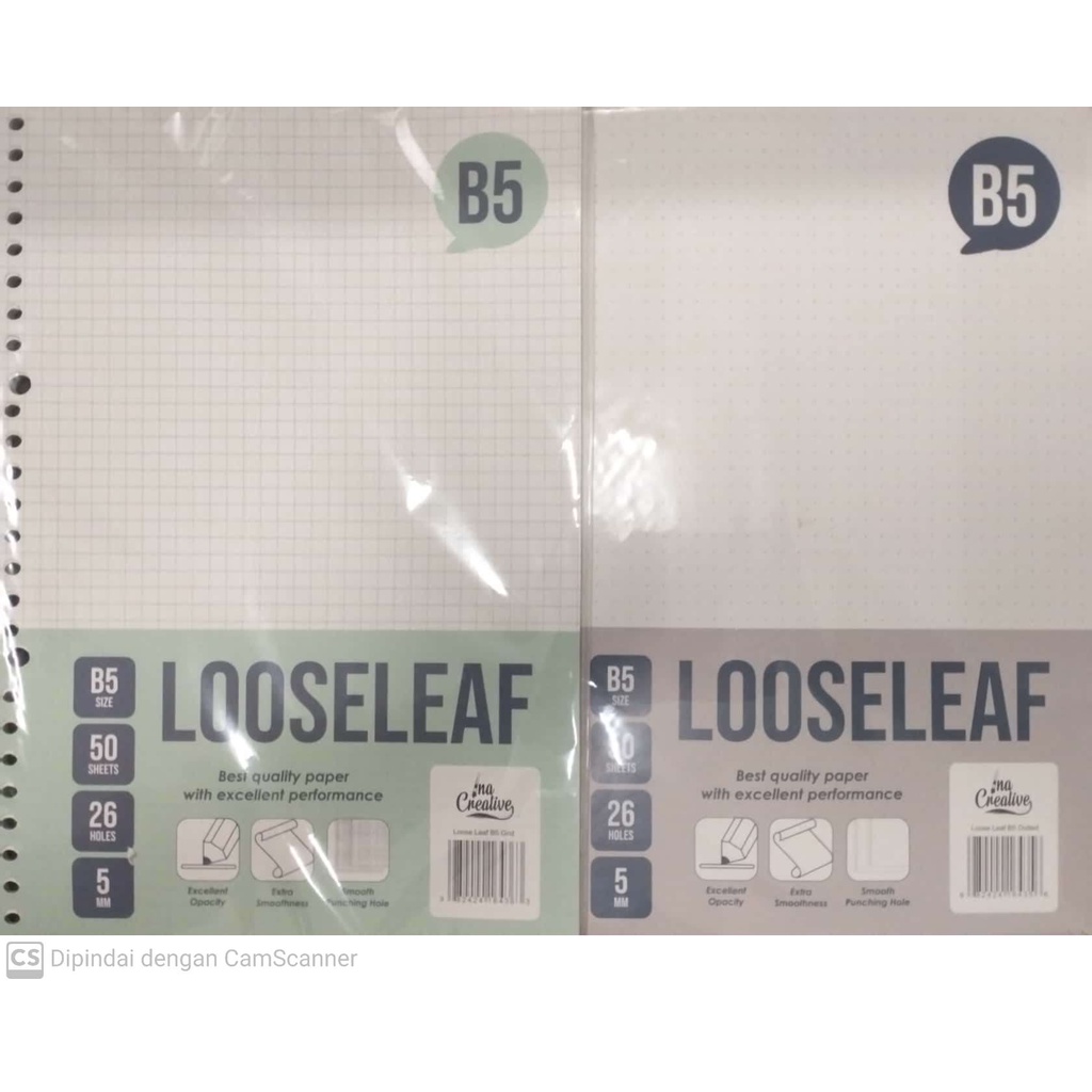 

INA CREATIVE LOOSE LEAF B5 GRID (KOTAK)/DOTTED (TITIK) ISI 50 -Uranus-