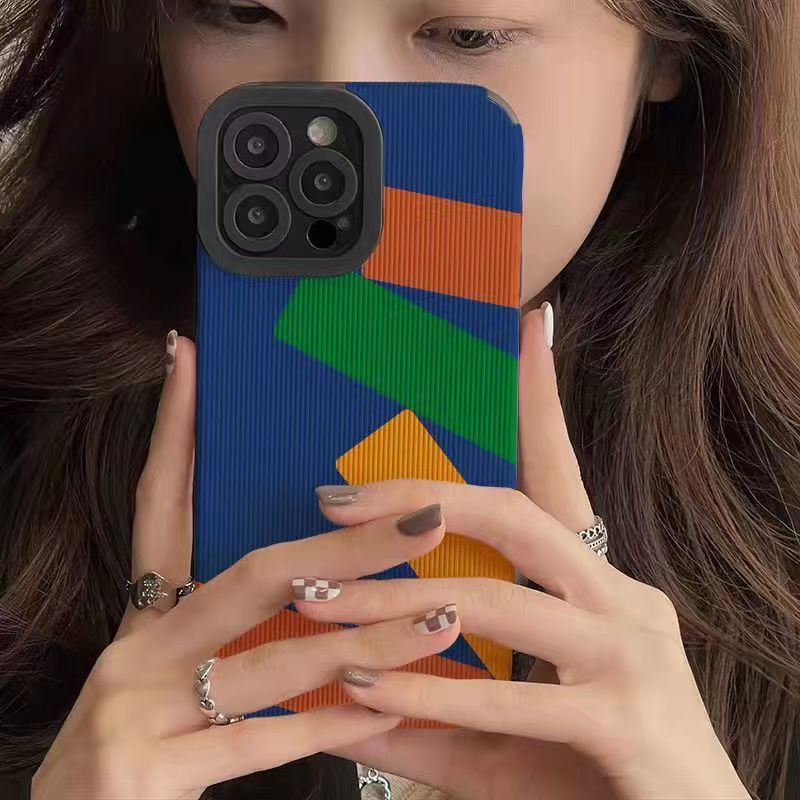 IPHONE Ins Pola Blok Bangunan Cocok Untuk Iphone14 14pro 14Plus 14prm Iphone13 13prm Iphone11 7Plus 8Plus Xr XS 12 Pro Max Empat Sudut Casing Ponsel Tahan Guncangan