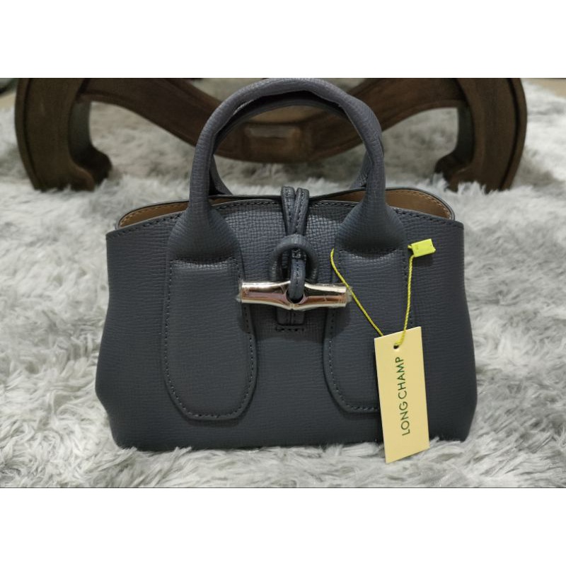 Tas LC Roseau Size XS Pilot Blue/ Abu Kulit Asli-TERMURAH- FREE Kamata Hitam Ala Gucci