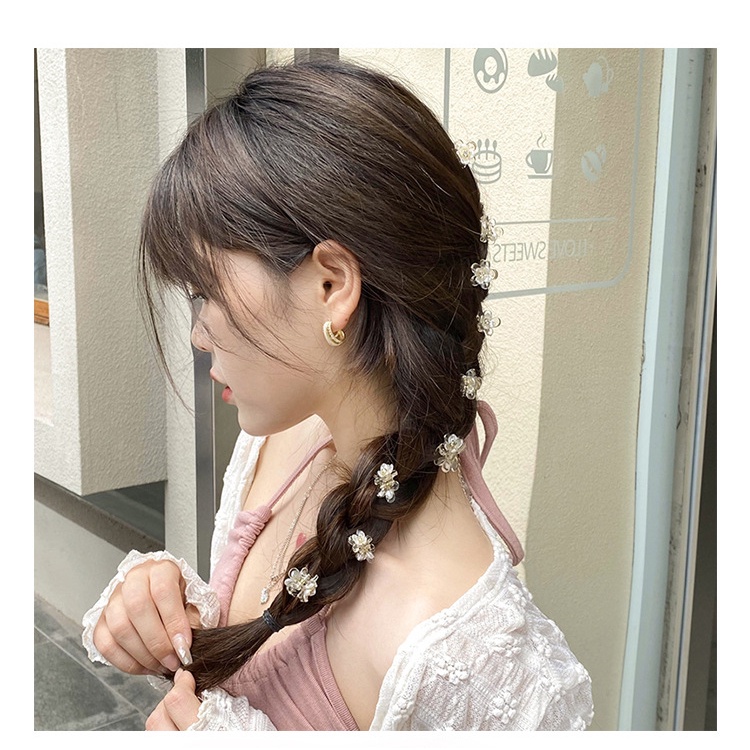 Vintage Poni Sisi Jepit Rambut Gadis Elegan Hair Claw Hiasan Kepala Anak Sederhana Korea INS Style Hair Pin Aksesoris Rambut Anak Bunga Kecil Hair Clip Wanita