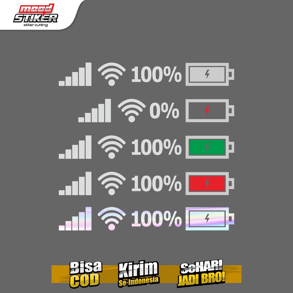 Stiker Sinyal Signal Wifi Baterai Motor/Mobil Viral skotlet