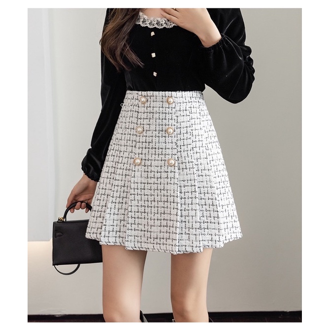 TWEED SKIRT MINI ROK PENDEK IMPORT MX623