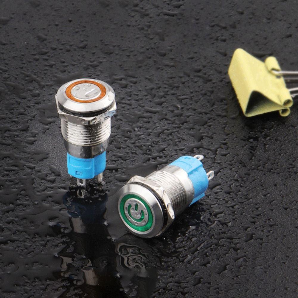 Suyo 3pcs 12mm Push Button Metal LED ON/OFF Self-locking Mobil LED Power