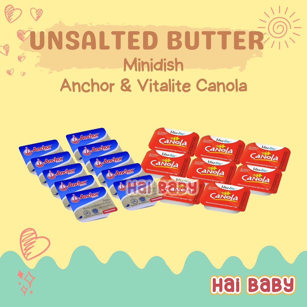 

Unsalted Butter Minidish Anchor & Vitalite Canola (10 cup) / Mentega Butter MPASI