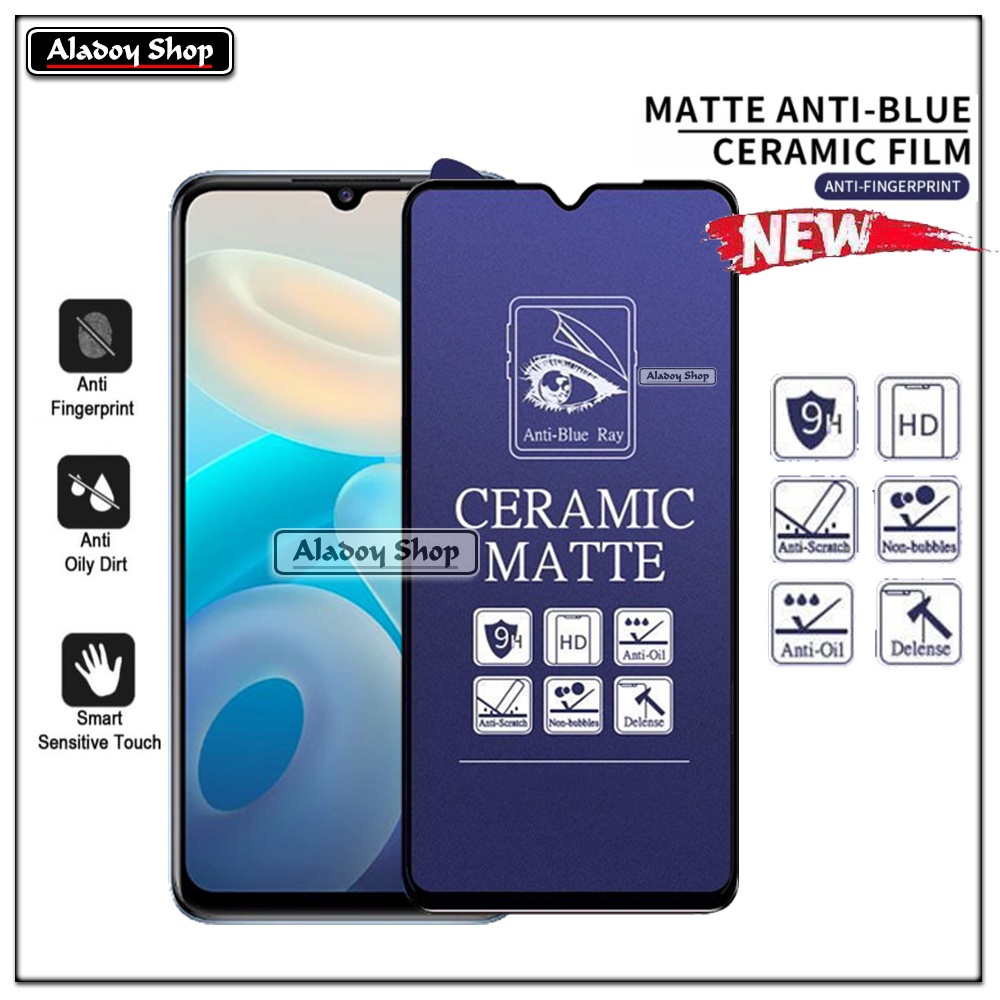 PAKET 3IN1 Anti Gores Blue Matte Anti Glare Vivo Y55 4G + Tempered Glass Camera dan Skin Carbon