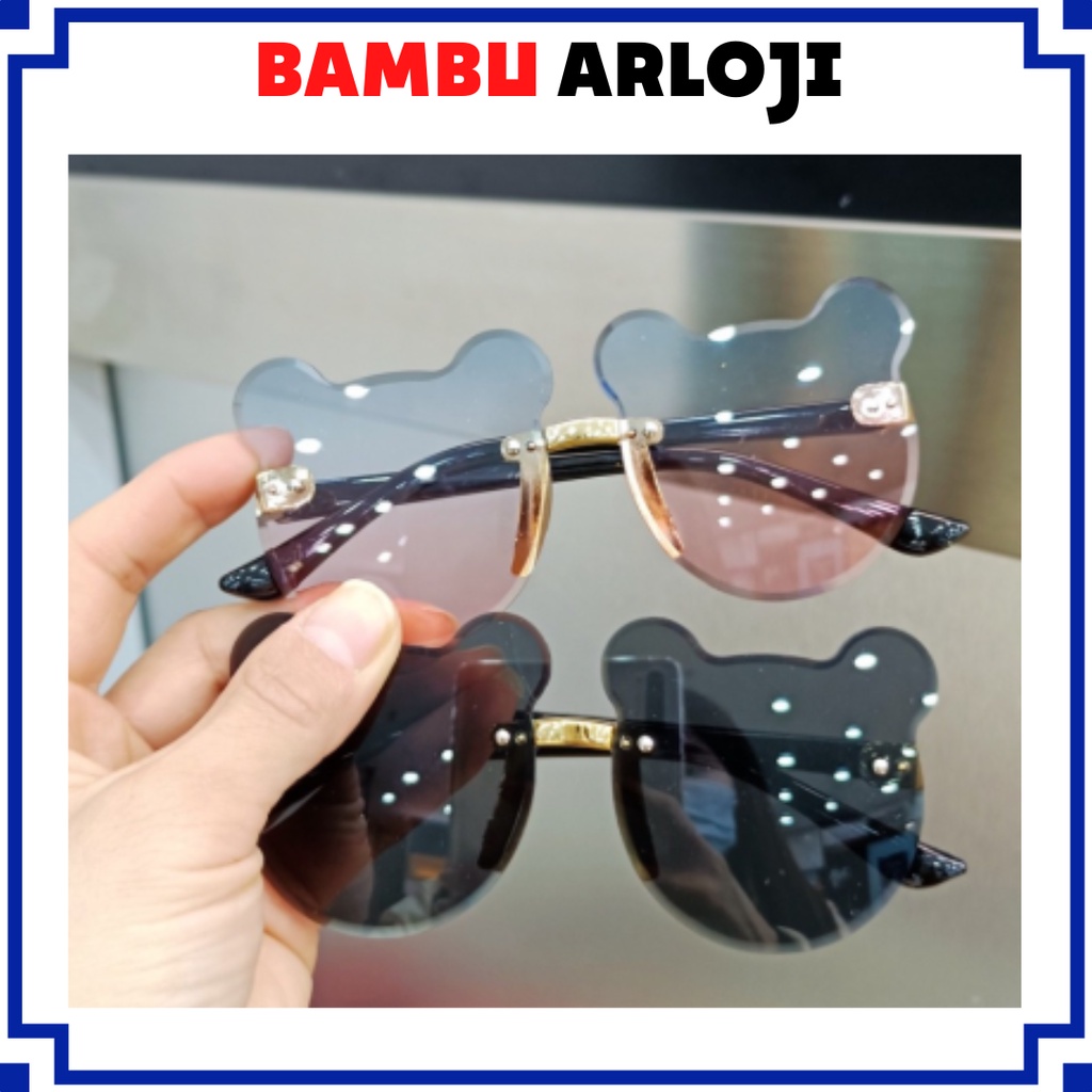 BAJ KACAMATA BEAR ANAK FASHION KIDS 1 - 8 TAHUN KOREA Kacamata Hitam Anak New Trend Fashion Anak Terbaru NO frame Titanium Telinga Beruang High Quality KC025