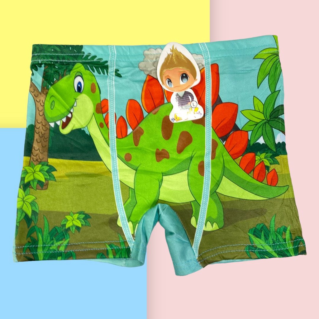 GO! CP8544 Celana pendek Dino Boxer Anak Laki laki cowok motif kartun animal hewan dinosaurus lucu