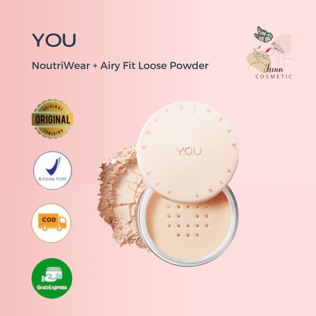 YOU NoutriWear+ Airy Fit Loose Powder | Nourishing | Oil Control Hingga 24 Jam | Tahan Lama Bedak Tabur | Tahan Air | Kosmetik