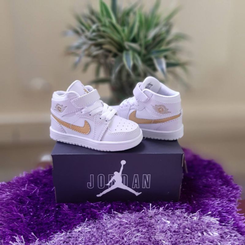 Sepatu Anak Laki Laki Perempuan High White List Gold Kids