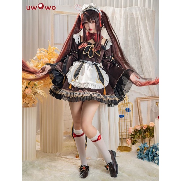 [ RENTAL ] Hutao Maid Brand Uwowo Wig Manmei Fullset High Quality Kostum Sewa Genshin Impact Maid Ve