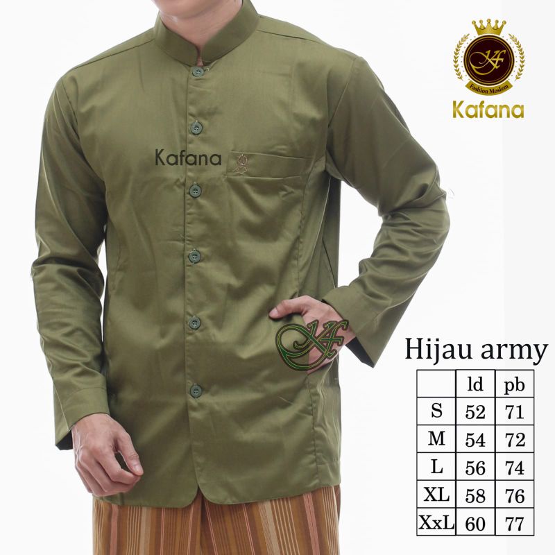 Baju Koko Muslim Semi Jasko Khafana Hijau Army
