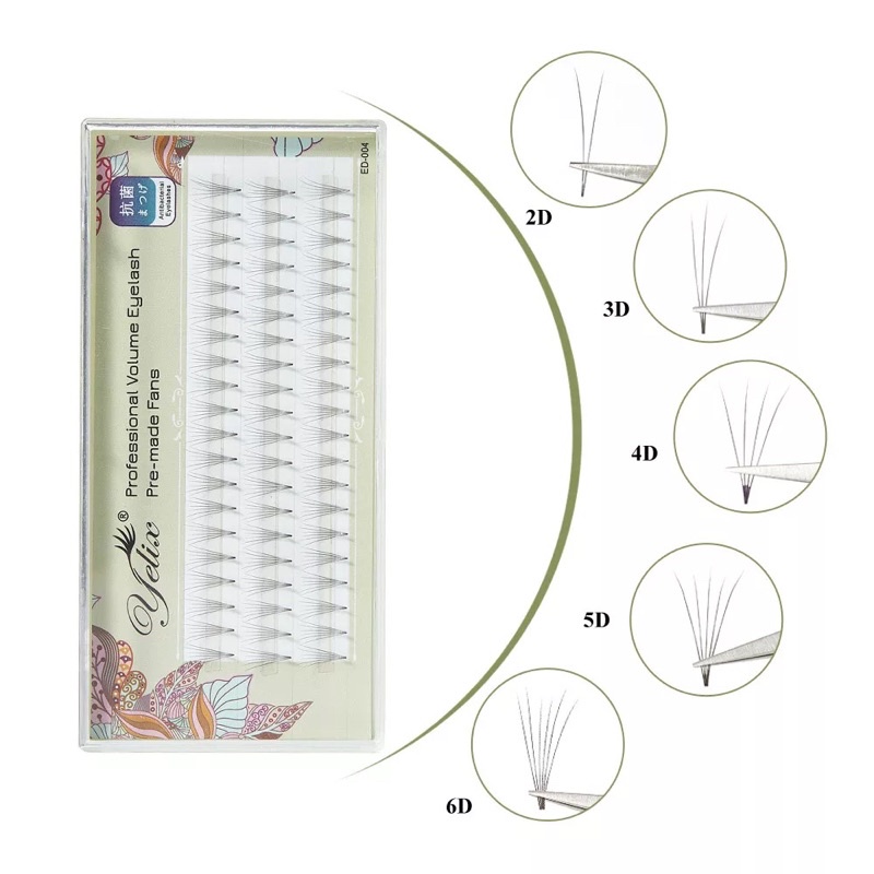 Yelix Pre-Made Soft Natural Volume Fans 3 Rows Eyelash Extansion