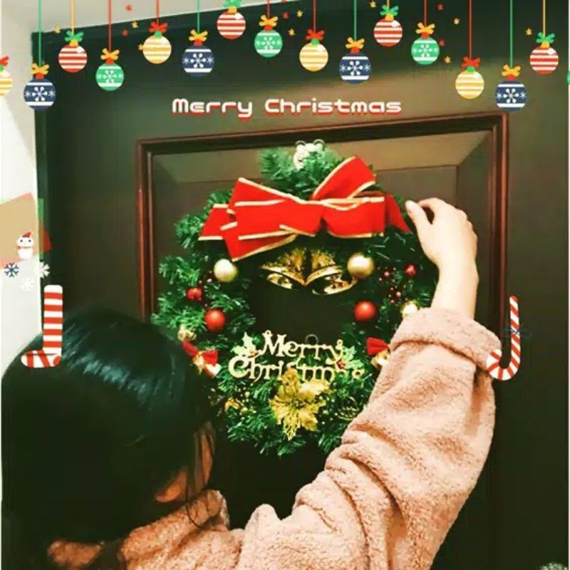 Karangan Bunga Natal Premium Garland Gantungan Pintu Ukuran 30cm