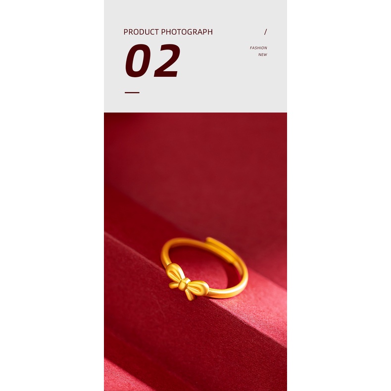 Goldkingdom Perhiasan Fashion Emas Asli Kadar 375 Bangkok Aksesoris Ready Stock Wanita Kupu-Kupu Cincin Pengurangan Usia Lucu Mini Ring Gold Adjustable