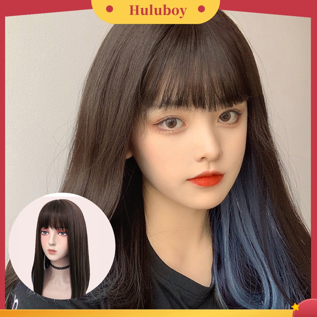 Wig Rambut Panjang Lurus Bahan Serat Suhu Tinggi Untuk Wanita