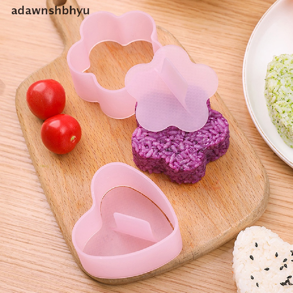 Adawnshbhyu Alat Bento Makanan Anak DIY Sushi Mold Triangle Love Plum Blossom Bear Rice Ball Mold Anti Lengket Kitchen Sushi Making Kit Seaweed Press Device Mold Bento Sushi Tools