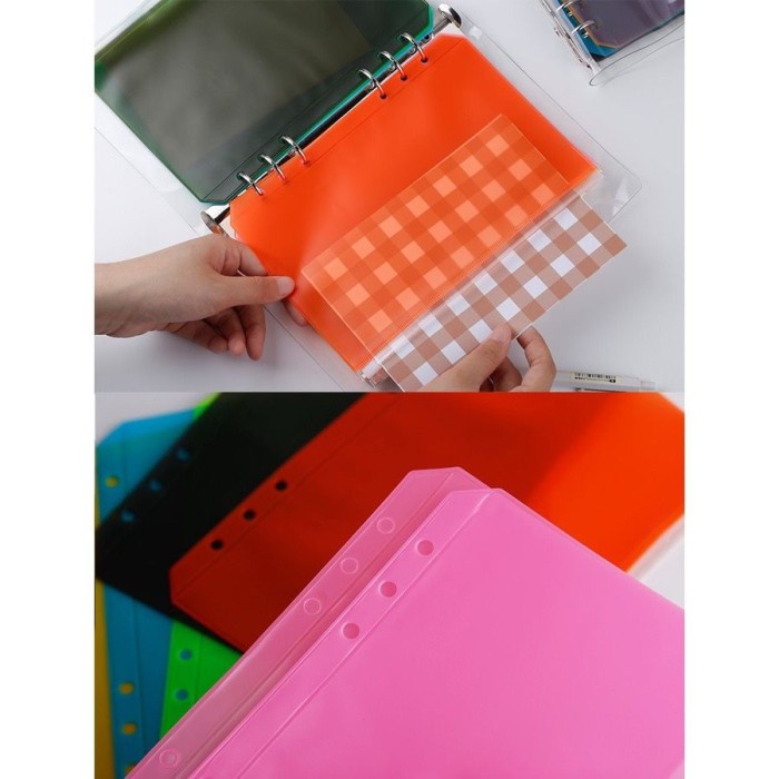 ZIPLOCK BINDER WARNA WARNI A6 A5 6 RING/ KANTONG BINDER TRANSPARAN