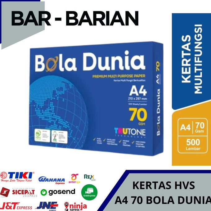 

KERTAS PRINT FOTOCOPY HVS BOLA DUNIA A4 DAN F4 70 GRAM / 80 GRAM