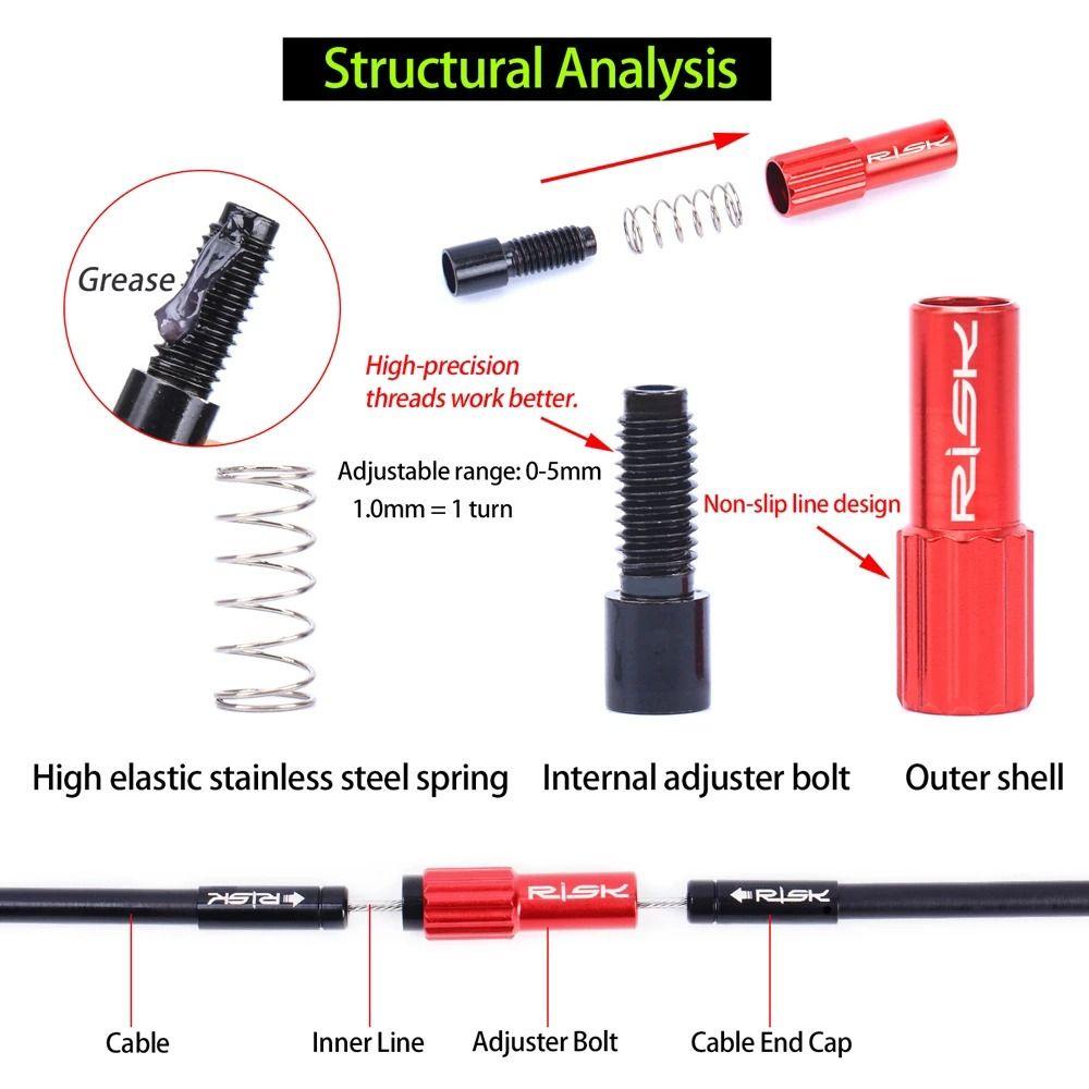 Nickolas1 Sekrup Kabel Shifter Sepeda 4mm Konektor Shift Aksesoris Sepeda ​Suku Cadang Derailleur Sepeda Kabel Rem Gear Inline Cable Adjuster