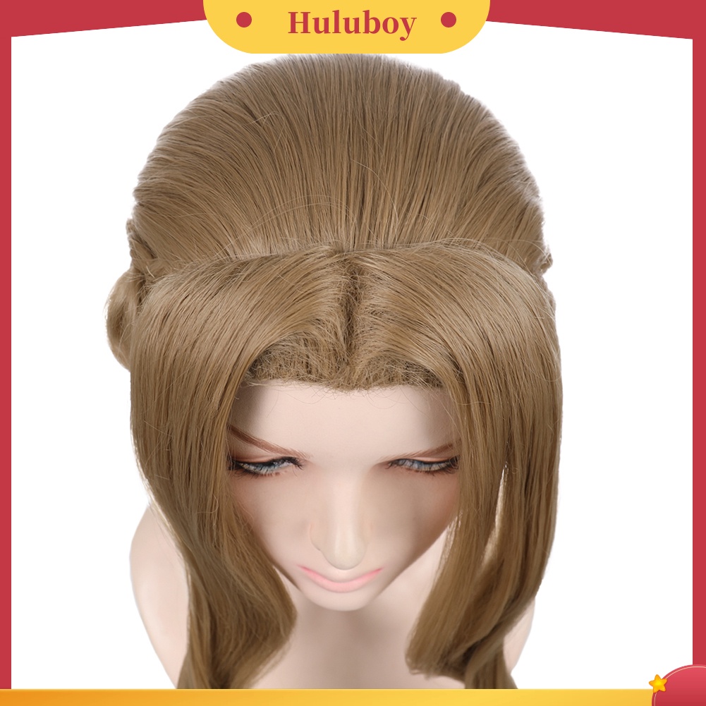 Wig Rambut Sintetis Model Panjang Keriting Kepang Warna Emas Untuk Pesta Cosplay Anime